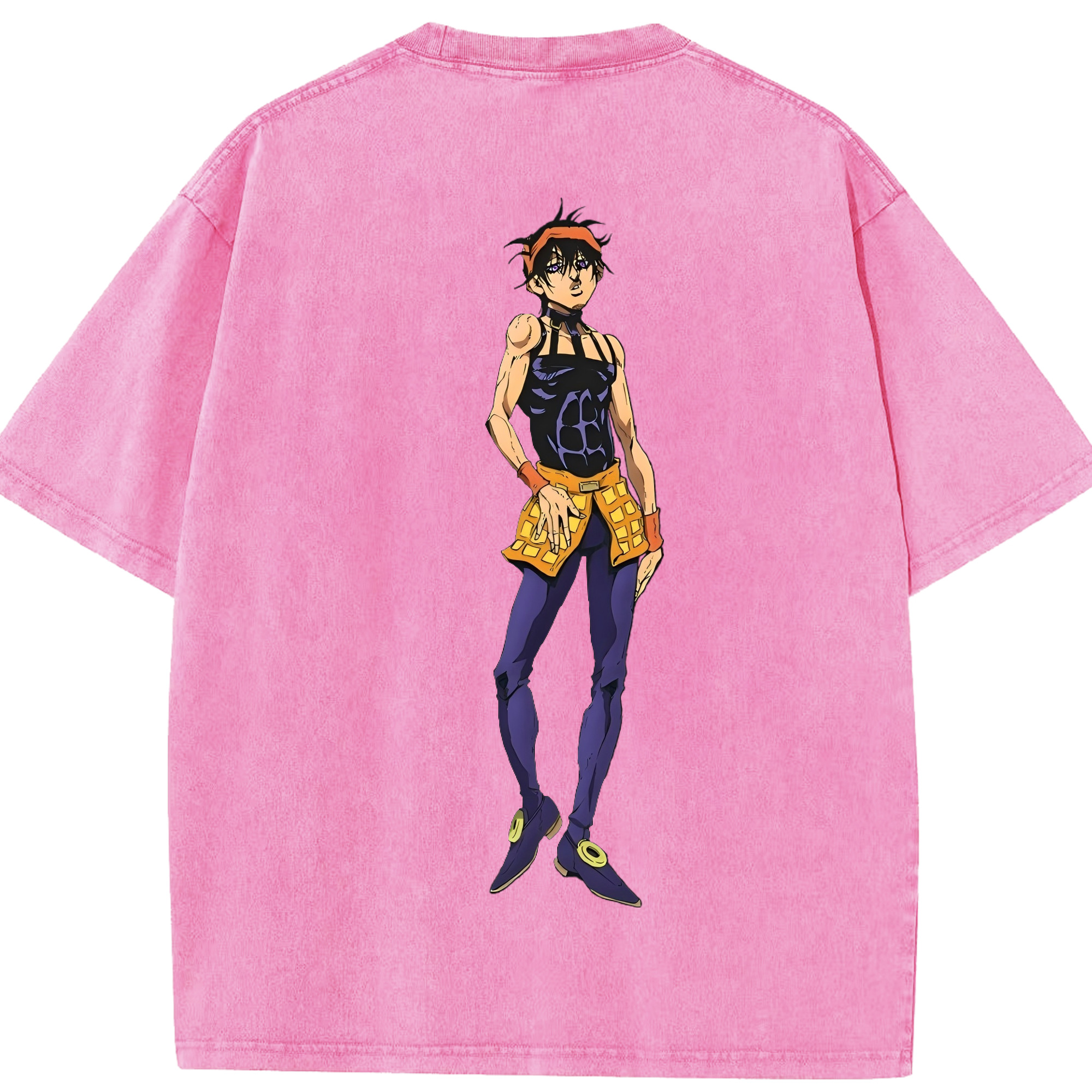 （画像用） ジョジョの奇妙な冒険 ナランチャ?ギルガ JoJo's Bizarre Adventure Narancia Ghirga 綿100% ヴィンテージ風 半袖Tシャツ（背面プリント）